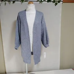 新品未使用✨️暖かいライトブルーニットコートで袖がチョーチン袖のふわふわロングカーディガン✨