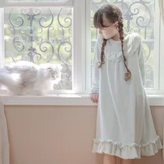 【ミントブルー】ふわふわフリースネグリジェ TAK キッズ キャサリンコテージ