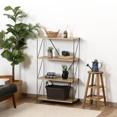 美品・完成品✨️】北欧風 オープンラック木目調×スチール 6段(引取り 