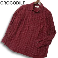 CROCODILE クロコダイル 秋冬 ワニ刺繍★ ダイヤ ドット 総柄 長袖 シャツ Sz.2L メンズ 大きいサイズ 特大