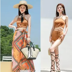 レディース 水着 セパレート M パレオ プール テラコッタ ビキニ 海 ハワイ海  プール ホカンス  海水浴 リゾート  海外リゾート ハワイ  スイムウェア バカンス 海外旅行 韓国  Cool Cut Bikini Swimsuit アジアサイス 9号