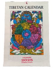 カレンダー 2025 壁掛け 手漉き紙 チベット仏教 神様 イラスト ハンドペイント ハンドメイド ネパール アジアン エスニック
