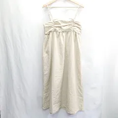 ◇ ⊂ Samansa Mos2 blue 肩ひも調節可能 ロング キャミワンピース サイズF ベージュ レディース E  【1502030032987】