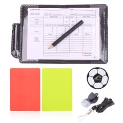 トスコイン付き コーチホイッスル付き 鉛筆1本 警告カード レフリー小物 *5枚 審判 小冊子 レコード紙 レコードカード 赤と黄色のカード 鉛筆 審判用品 審判カード フットサル 審判 サッカーレフェリーセット 用具