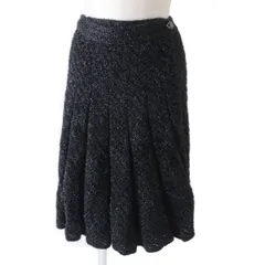 極美品◎フランス製 CHANEL シャネル P43820 レディース ココマークボタン付き ラメ糸入り ラップスカート／巻きスカート ブラック 40のサムネイル