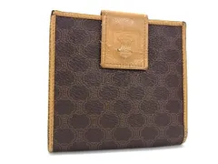 CELINE セリーヌ ヴィンテージ マカダム柄 PVC×レザー 二つ折り 財布 ウォレット 小銭入れ 札入れ レディース ブラウン系 DK2996