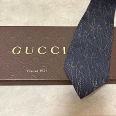 美品 GUCCI グッチ シルク 100％ ネイビー 254-662