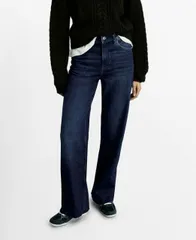 【送料無料】 マンゴ レディース デニムパンツ ボトムス Women's Danila Wide Leg High-Rise Jeans Dark Blue