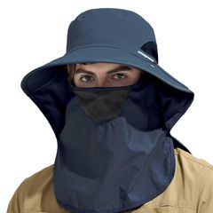 [무료 배송] [Clape] uv 컷 모자 [360도 차양 커버 · UPF50 + 측정 완료] 츠바 넓은 큰 사이즈 통기성 방풍 차양 자외선 대책 접이식 턱 끈 포함 남녀 겸용 턱끈 낚시 아웃 도어 꽃가루 알레르기 대책