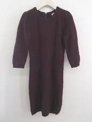 ◇ SENSE OF PLACE by URBAN RESEARCH 七分袖 ミニ ニットワンピース サイズF レッド系 ブラック レディース P  【1302070004858】
