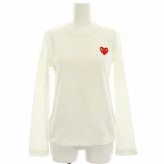 プレイコムデギャルソン PLAY COMME des GARCONS AD2019 ワンポイント レッド ハート ロングTシャツ カットソー 長袖 M 白 ホワイト AZ-T117 /HN