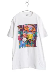 【お得なクーポン配布中!】 90s USA製 アニマル アート イラスト プリント Tシャツ メンズ XL / 古着 オールド グラフィック ヘビーウェイト カットソー 大きいサイズ