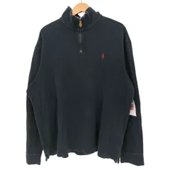 ポロバイラルフローレン Polo by RALPH LAUREN 90s ポニー刺繍 ハーフジップ コットンニット プルオーバー メンズ import：XXL 