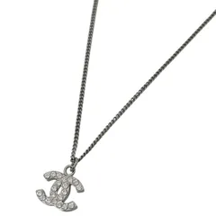 シャネル CHANEL ココマーク ラインストーン ネックレス CCマーク ペンダント ネックレス シルバーメッキ シルバー 【中古】