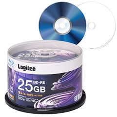 【迅速発送】ロジテック BD-RE AACS対応 ブルーレイディスク Blu-ray Disc 2倍速 くり返し録画用 記録用 25GB 記録メディア スピンドルケース 50枚入り LM-BRE25VWS50W