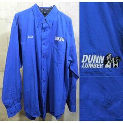 US古着 DUNN LUMBER 長袖 ワークシャツ 青 XL 企業 建材 DIY