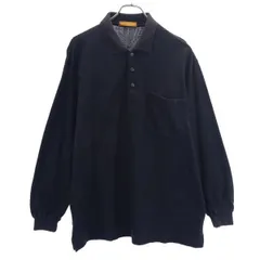 ランセル 総柄 長袖 ポロシャツ LL ブラック LANCEL 日本製 ロゴ刺繍 メンズ 【中古】  【230128】 【PD】