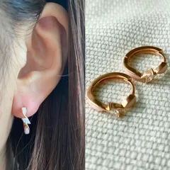 925スターリングシルバー　フープジルコニアピアス  アレルギー対応