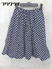 ◇ RODEO CROWNS WIDE BOWL RCWB ドット 水玉 膝丈 フレア スカート サイズS ネイビー ホワイト レディース 【中古】 【1002802343858】