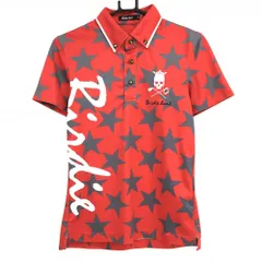 【美品】バーディハント 半袖ポロシャツ レッド×グレー 星柄 スカル ボタンダウンは メンズ XS ゴルフウェア Birdie hunt