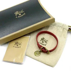 イルビゾンテ IL BISONTE ブレスレット レザー コインチャーム 赤 レッド 美品のサムネイル