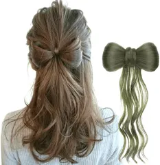 ルスブリラーレ (Luce brillare) 髪飾り リボン ポニーテール クリップ ヘアクリップ 巻き髪 シニヨン つけ毛 部分ウィッグ ポイントウィッグ 簡単装着 人工毛 七五三 浴衣 着物 和装 入園(ベージュブラウン,  ゆるふわ)