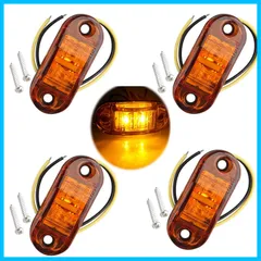 12V/24V ピラニア 自動車 4個 トラック トレーラー適用 LEDサイドマーカーライト ウインカーランプトラック Fushengda 電球 アンバー 夜間停車用