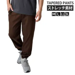 イージーパンツ《ブラウン》新品 未使用 ワイドテーパード メンズ ストレッチ ウエストゴム 前閉じ リラックス ジョーゼット ロングパンツ【D1N】【ゆうパケット】ファッション メンズ M L LL 3L 夏