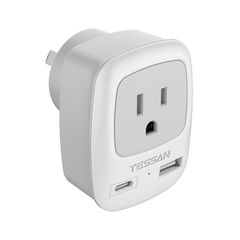オーストラリア 変換プラグ o型 usb-c付き TESSAN 海外旅行用コンセント 変換 2USBポート オーストラリア/ニュージーランド/中国/アルゼンチン用 出張旅行便利グッズ 0