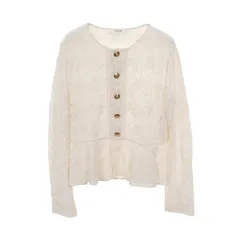 セリーヌ　レザー　ノーカラージャケット　スエード　花柄　パンチング　42 セリーヌ レザー ノーカラージャケット スエード 花柄