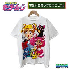 セーラームーン Tシャツ Lサイズ ホワイト 90s USA製 ソフティー