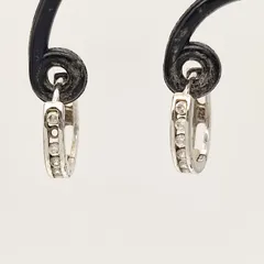 【美品】フープピアス　ストーン付き　SILVER　シルバー925