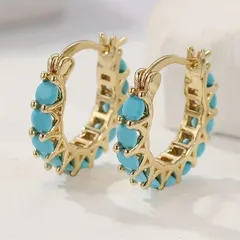 レディース ターコイズ調 フープピアス ゴールド ボヘミアン アクセサリー メンズ