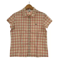 LACOSTE ラコステ チェック半袖シャツ size40/ベージュ×レッド