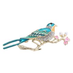 野鳥 エメラルドグリーン ブローチ 花 梅 春 鳥 枝 幸運 開運 自由 自然 縁起物 風水 野鳥 お揃い ギフト ペア 贈り物 贈りもの 新品