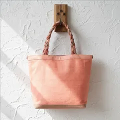 レディース 帆布 ミニトートバッグ 桜色 ランチバッグ 30代 40代 ベンガラ染め 天然素材 一点物 ハンドメイド