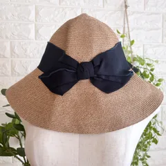 美品 override オーバーライド ストローハット 57cm リボン付き ナチュラル