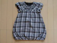 ベベ bebe アウトレット 子供服 女の子 100cm 半袖 ワンピース チェック グレー ★4 ガールズ 女児 キッズ 【中古】 ユーズド リサイクル 古着