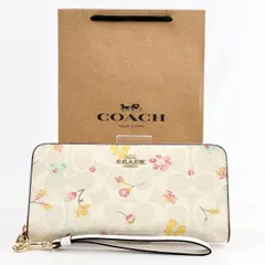 【COACH】アウトレット コーチ レディース ラウンドジップ ミスティカル フローラル 長財布 ホワイト