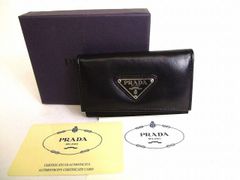 プラダ PRADA トライアングルロゴ ナイロン×ナッパレザー レザー 6連 キーケース キーリング メンズ レディース 【未使用保管品】 【希少】