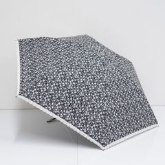 折りたたみ日傘 POLO RALPH LAUREN ポロラルフローレン USED品 晴雨兼用 フラワー ポニー刺繍 レース 遮光 ブラック 50cm FA9116