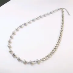 池蝶本真珠（シルバー・変形）とチェーンのネックレス（銀）　#35