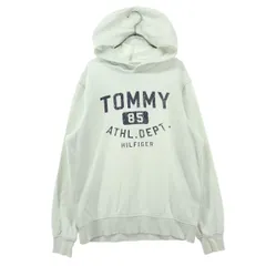 TOMMY HILFIGER トミーヒルフィガー 裏起毛 プリント 長袖 パーカー M ホワイト メンズ 古着