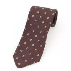 【中古】タイユアタイ TIE YOUR TIE セッテピエゲ プリントシルク 小紋柄ネクタイ ブラウンxホワイト【メンズ】