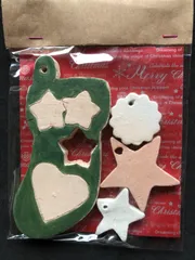 クリスマス　オーナメント　色つき靴下　陶器　素焼き
