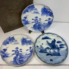 古伊万里 大皿 染付 山水図 皿 3枚セット 陶磁器 - メルカリ