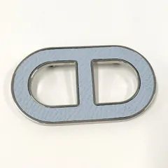 極美品 エルメス ブローチ シェーヌダンクル レザー 黒 ブラック 銀 シルバー 極美品 エルメス ブローチ シェーヌダンクル レザー 黒 ブラック