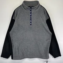 古着 ノーティカ NAUTICA USA製 ハーフジップフリースジャケット ツートンカラー トレーナー 大きいサイズ  グレー メンズ