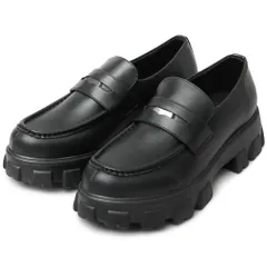 ☆ BLACK ☆ S(25-25.5cm) ☆ glabella SQUARE TOE DERBY SHOES glabella グラベラ ローファー 厚底 ドレスシューズ シューズ 厚底ソール トラックソール コインローファー 軽量 PUレザー やわらかい