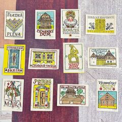 320・【在庫限り】マッチラベル　アート　12柄　1956年頃　　レア　アンティーク　ラベルシート 切手趣味週間　コレクション　海外ヴィンテージ　蚤の市　海外アンティーク　図鑑　コレクション　ラベル　海外紙物　チェコ